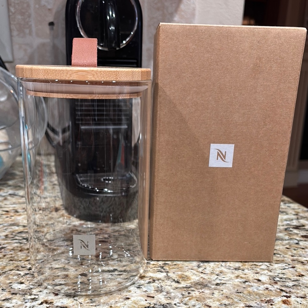 Nespresso Glass Coffee Capsule holder with Bamboo Lid